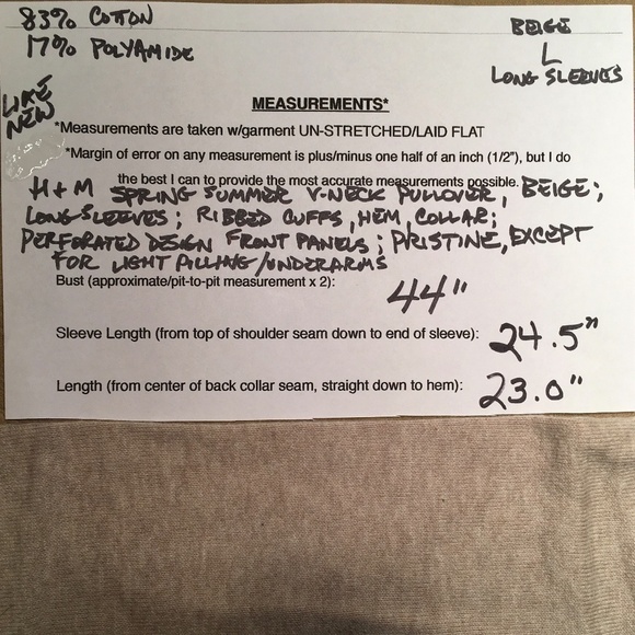 H & M Pullover V-neck sweater, SPRING SUMMER, Oatmeal BEIGE, Women’s Large - Picture 8 of 8